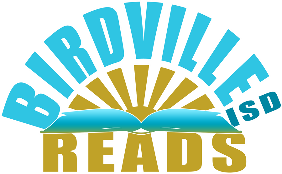 Birdville Reads dual color sunburst logo 